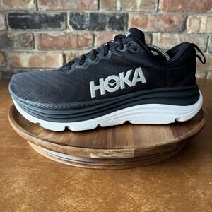 Hoka One One Gaviota 5 Womens 12 Mens 10.5 Running Black White Sneaker Shoes